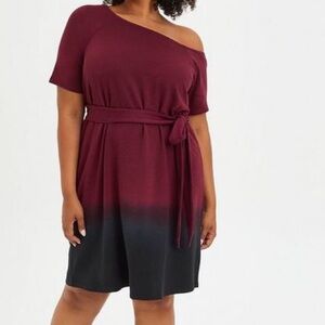 Torrid off the shoulder Gradient ombré tie dye tee-shirt dress